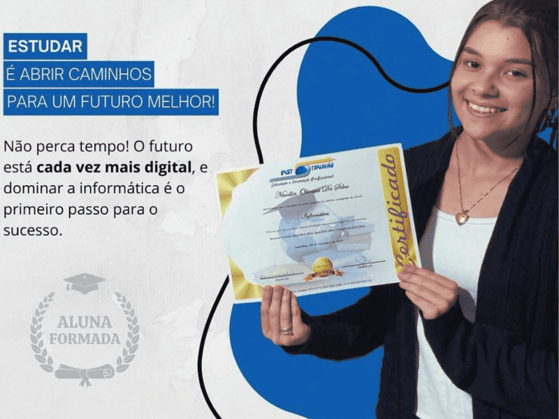 Aluna da Easytraining formada no curso de informática, mo pimentas em Guarulhos.